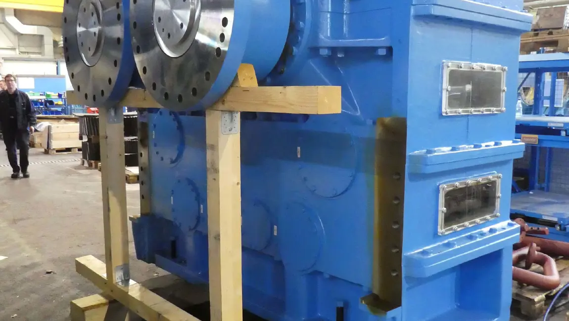 Kumera Custom Built Heavy-Duty Gearboxes for food processing industry. Kumera Pulp press gearbox